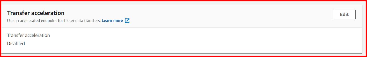 Picture showing the section to enable transfer acceleration